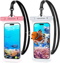 UNBREAKcable Waterproof Phone Pouch-2 Pack IPX8 Waterproof Phone Case for iPhone 16 15 14 13 12 11 Pro Max & Samsung S25 S24-Dry Bag & Travel Essentials for Beach, Pool, Kayak & Cruise-7" Pink+White