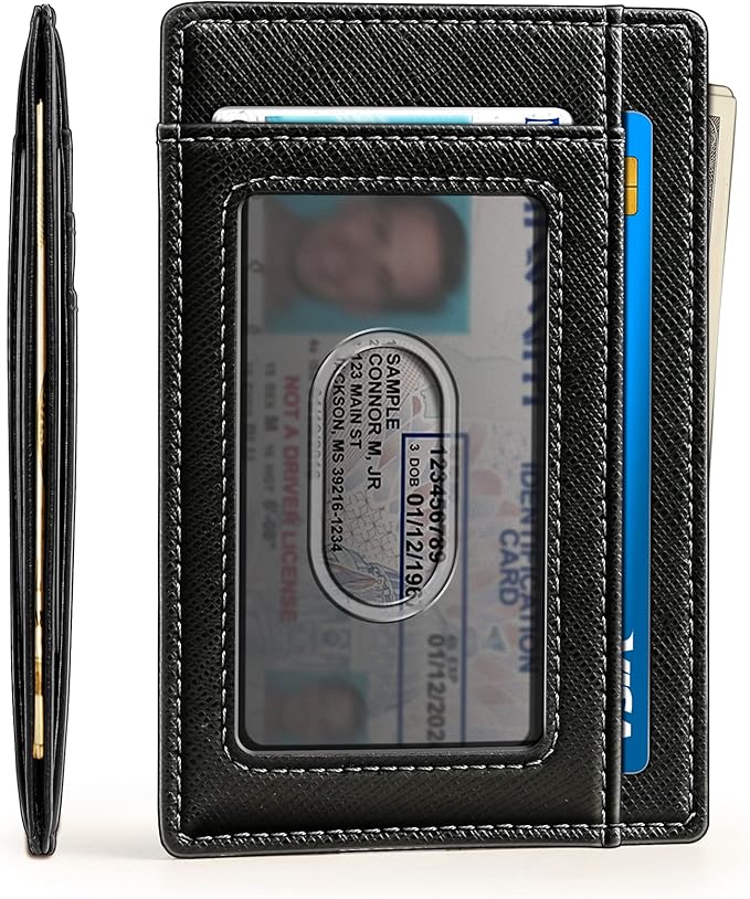 BULLIANT Slim Wallet, Skinny Minimal Thin Front Pocket Wallet Card Holder For Men 7Cards 3.15"x4.5",Gift-Boxed