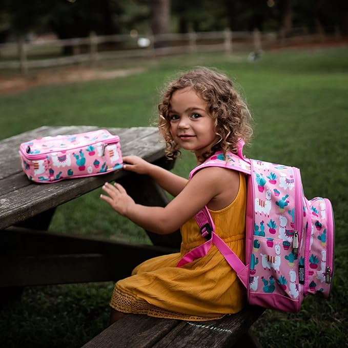 Wildkin Kids Insulated Lunch Box – Durable and Reusable for School & Travel - Llamas and Cactus