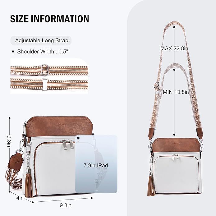 Crossbody Purse for Women,Lightweight Medium Crossbody Bag Soft Leather Women's Shoulder Handbags with Tassel