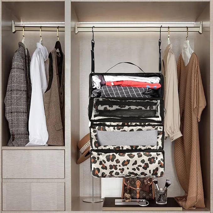 Suitcase Organizer, Travel Luggage Organizer Portable Hanging Travel Shelves Collapsible Hanging Packing Cubes for Carry on Suitcase