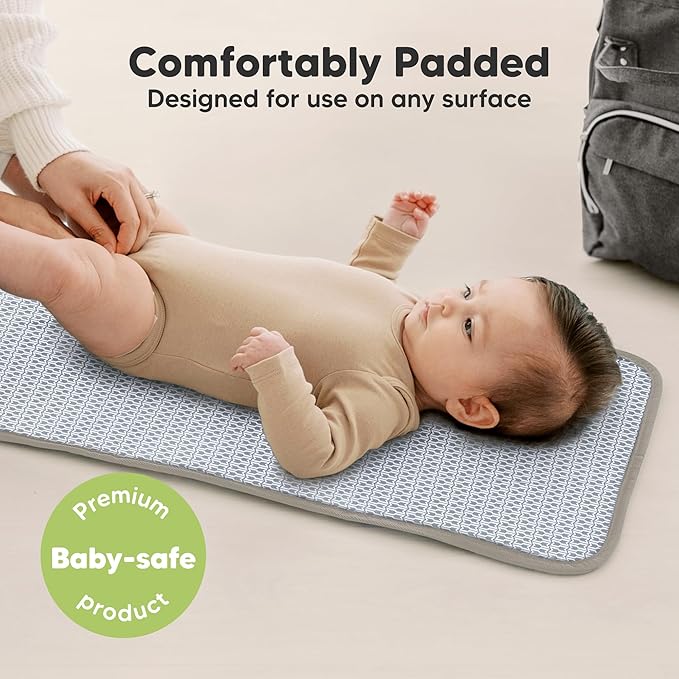 KeaBabies Portable Diaper Changing Pad, Easy Wipe Clean - Foldable Waterproof Baby Changing Mat for Diaper Bag, Compact, Lightweight, 25x13 Baby Changer Travel Essential, Machine Washable(Wild Patrol)