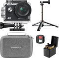 AKASO EK7000 4K30fps Action Camera with Mini Selfie Stick Tripod and Carrying Case Bundle EIS 131ft Waterproof Camera 4X Zoom Remote Control 20 MP Underwater Camera