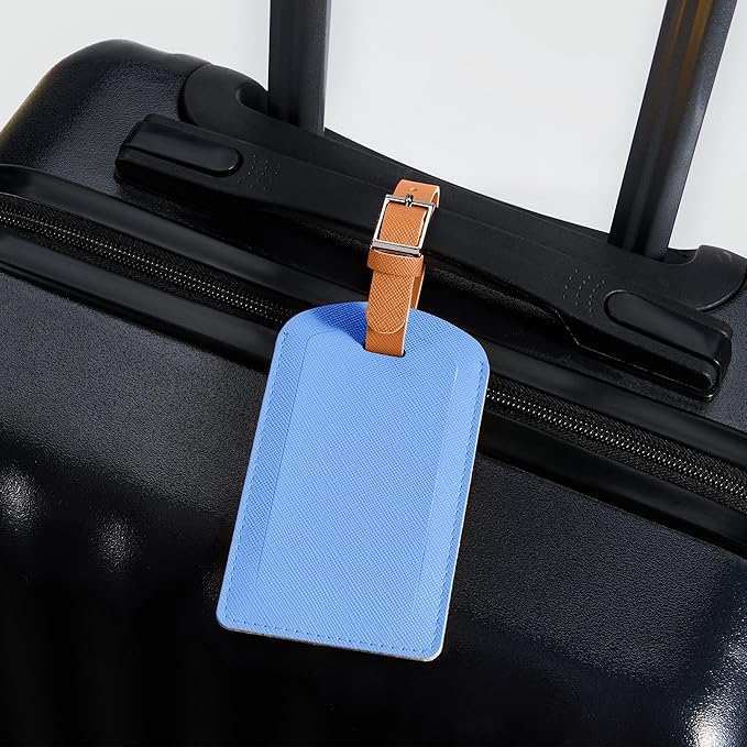 3 Pack Luggage Tags for Suitcases, TSA Approved Bag Tags, Baggage Tags with Privacy Protection, Travel Essentials Luggage Accessories, Blue & Brown
