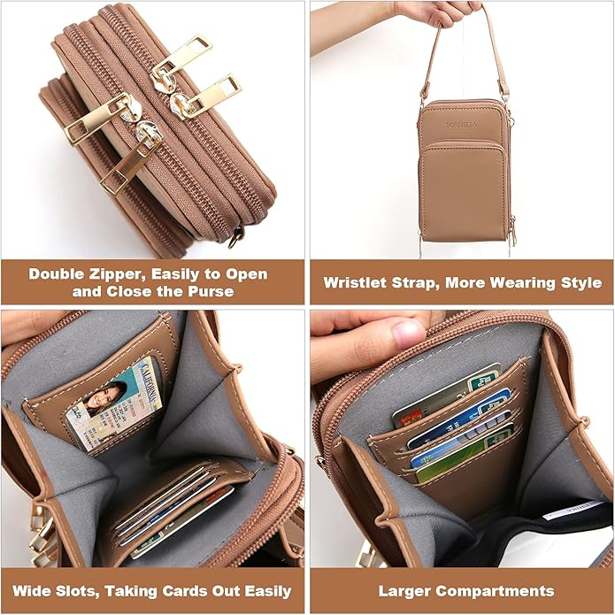 Crossbody Cellphone Purse Women Touch Screen Bag RFID Blocking Wallet Handbag Shoulder Strap