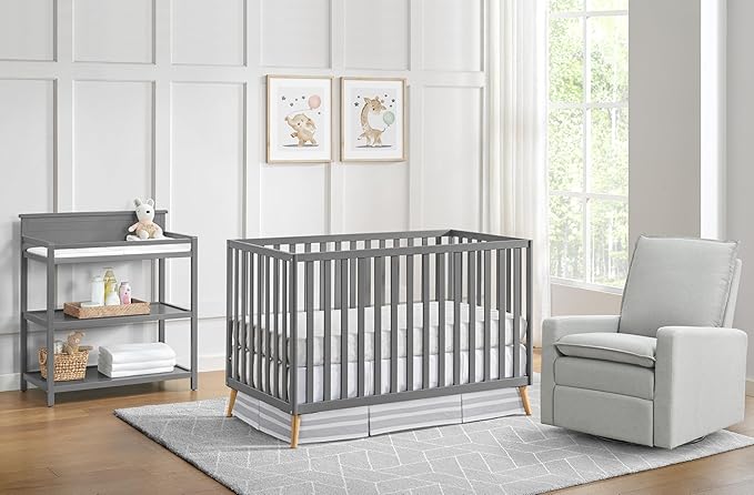 Oxford Baby Cozy Nest Convertible Island Crib, Dove Gray/Natural