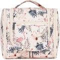 Narwey Hanging Toiletry Bag for Women Travel Makeup Bag Organizer Toiletries Bag for Cosmetics Essentials Accessories (Large, Beige Bird)