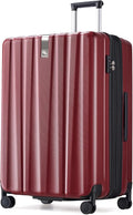 Hanke 29 Inch Expandable Checked Luggage Lightweight PC Hard Shell Luggage Suitcases with Wheels Tsa Luggage Rolling Large Suitcase Travel Luggage Bag for Study Abroad(Burgundy)