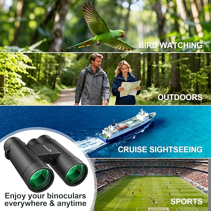 15x42 Binoculars for Adults High Powered - Aurosports HD Lightweight Bird Watching Binocular with Phone Adapter, BAK4 Prism & Carrying Bag