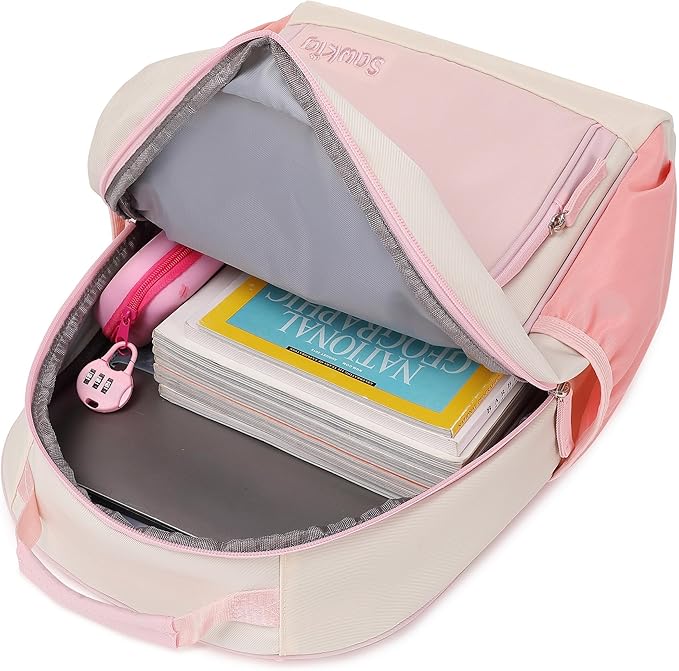 Lightweight Cute Kids Backpack for School Kindergarten Elementary Backpacks for Gilrs ages 6-8-10 (Pink Cream)