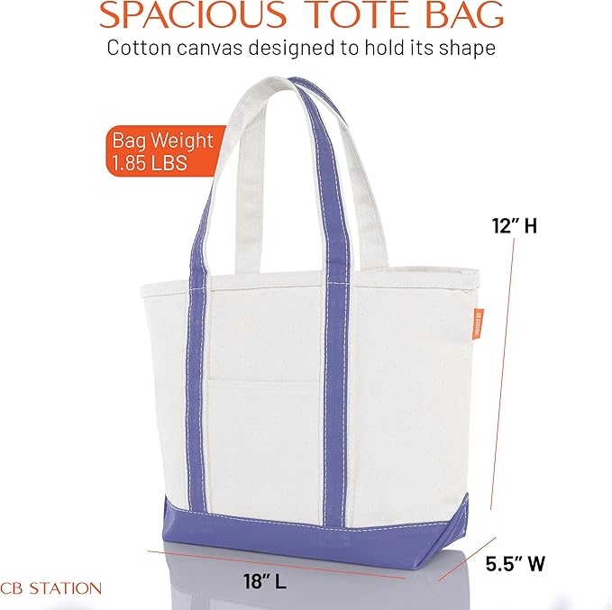 CB STATION Medium Classic Canvas Tote Bag for Women, Top Zipper Closure, Outer Pocket, Daily Essentials, Groceries, Traveling
