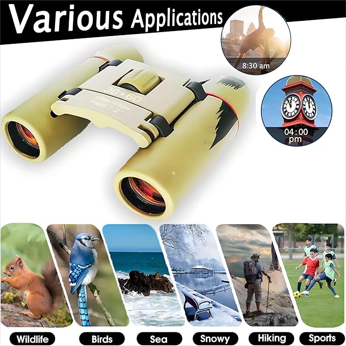 Compact 30x60 Binoculars for Adults and Kids,Foldable Lightweight Easy Focus Small Binoculars for Bird Watching Travel Sightseeing Hunting Concert Theater Opera