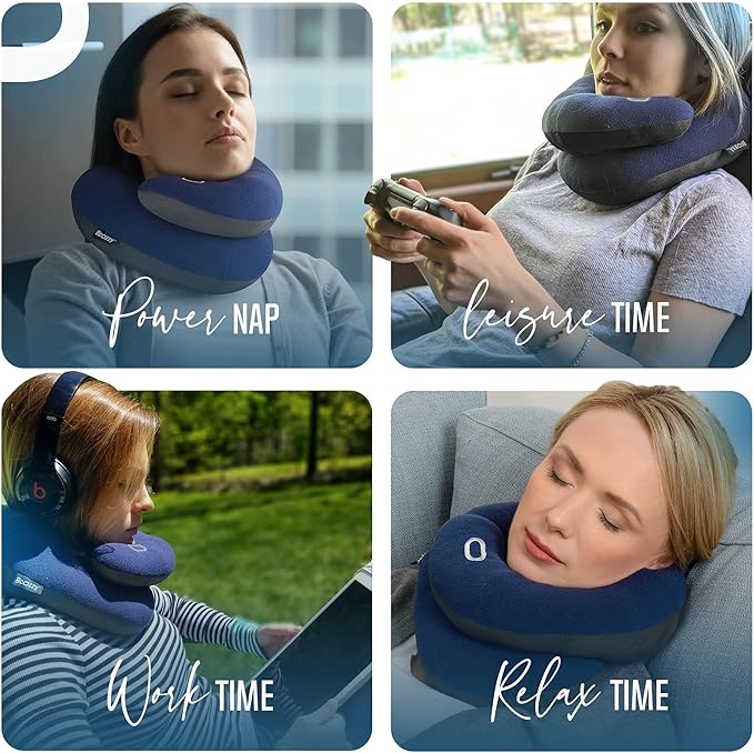 BCOZZY Neck Pillow for Travel Provides Double Support to The Head, Neck, and Chin in Any Sleeping Position on Flights, Car, and at Home, Comfortable Airplane Travel Pillow, Leopard