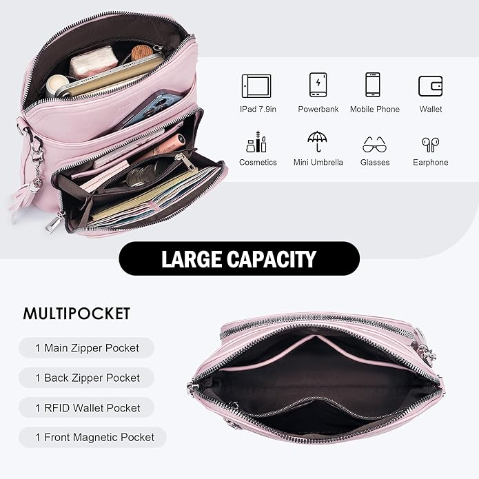 Crossbody Purse for Women,Lightweight Medium Crossbody Bag Soft Leather Women's Shoulder Handbags with Tassel