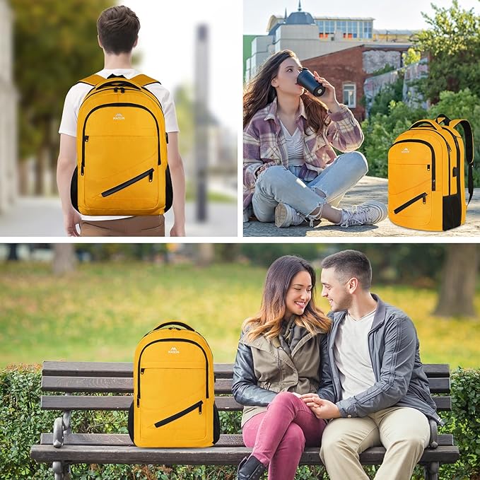 MATEIN 17 Inch Travel Backpack, Water Resistant Commute Work Carryon Bag with USB Charging Port & Luggage Sleeve, Fashion Large College Laptop Daypck, Warm Gifts Backpack for Men Women