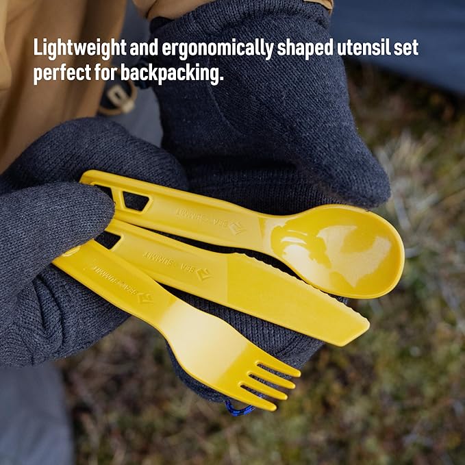 Sea to Summit Passage Camp Cutlery Set, Fork, Spoon and Knife, Arrowwood Yellow