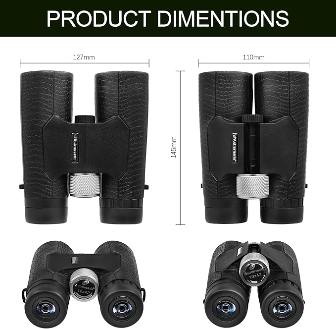Astromania 10x42 Compact Binoculars -BK7 Prism -Gifts for Traveling, Wildlife, Concerts and Theater, Bird Watching, Camping and Sport Games