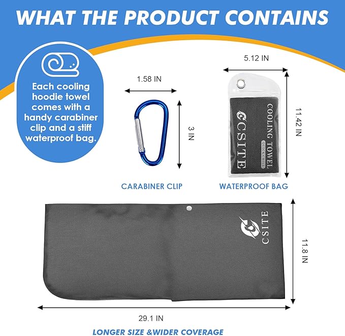 3 Pack Cooling Hoodie Towels for Neck and Face, UPF 50 Sun Protection & Instant Cooling, Ice Towels for Hot Weather, Soft Breathable Towel for Sport, Work Out, Gym, Camping & More Activities