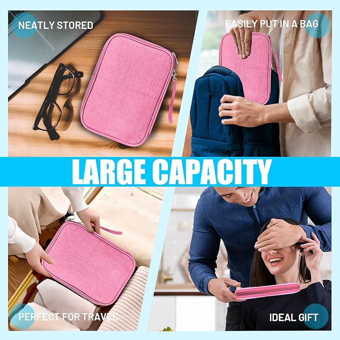 Travel Cable Organizer Bag, Electronics Organizer Tech Pouch with Double Layers for Cords, Chargers, Phone, Earphones, USBs, SD Cards - Travel Essentials Portable Waterproof Tech Pouch
