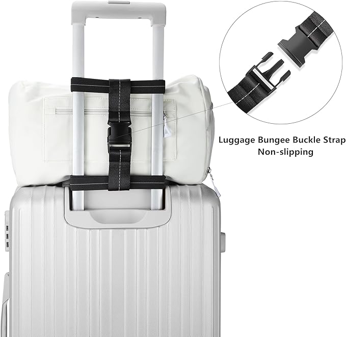 Luggage Bungee Strap - Adjustable Elastic Luggage Straps with Buckle for Attaching Roller Bags, Black Strap for Suitcases Handle Carry On Add Bag, Backpack, Purse, Rolling Bag, Handbag