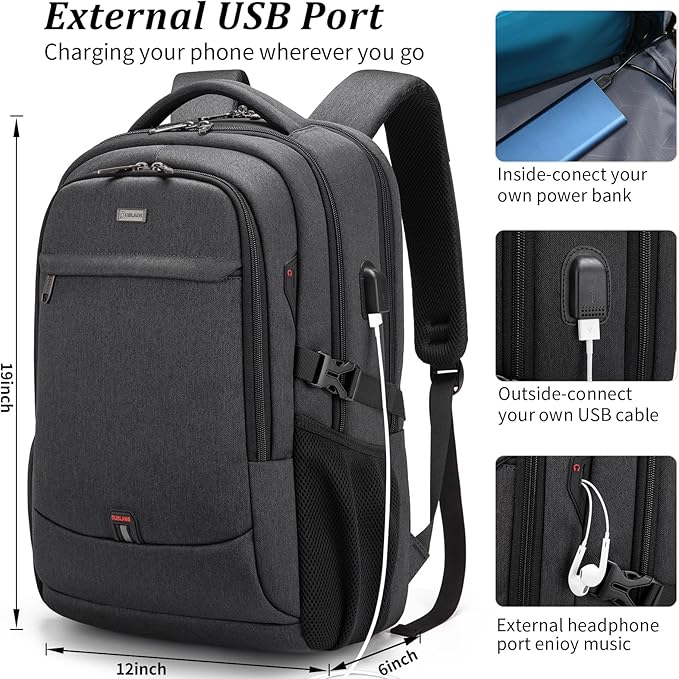 DUSLANG 17 Inch Laptop Backpack for Travel Water Resistant College Backpack for Men/Women Laptop Bag with USB Charging Port, Green A