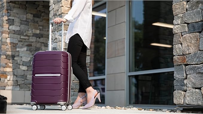 Samsonite Freeform 24-Inch Medium Luggage with Dual 360° Spinner Wheels - Checked Suitcase - TSA Lock, Airline-Approved - Lightweight Durable Polypropylene Expandable Hardshell - Amethyst Purple
