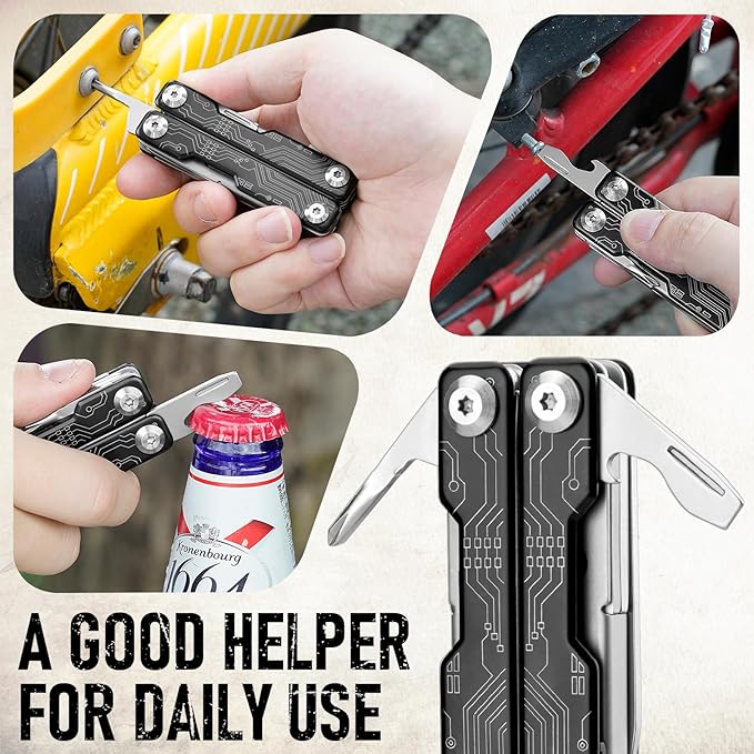 BIBURY Mini Keychain Multitool Scissors B12062B, 9 in 1 Multitool EDC Scissors with Screwdriver, Bottle Opener, Pocket Knife, Spring -Mini Multi Tool for Outdoor, Daily Use, Gifts for Men and Women