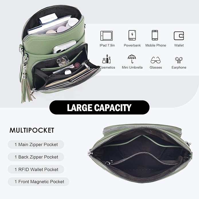 Crossbody Purse for Women,Lightweight Medium Crossbody Bag Soft Leather Women's Shoulder Handbags with Tassel