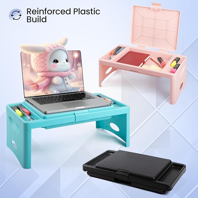 Loddie Doddie Portable Folding Lap Desk - Blush Lightweight Design - Storage Pocket & Accessory Trays - Lap Desks for Adults & Kids