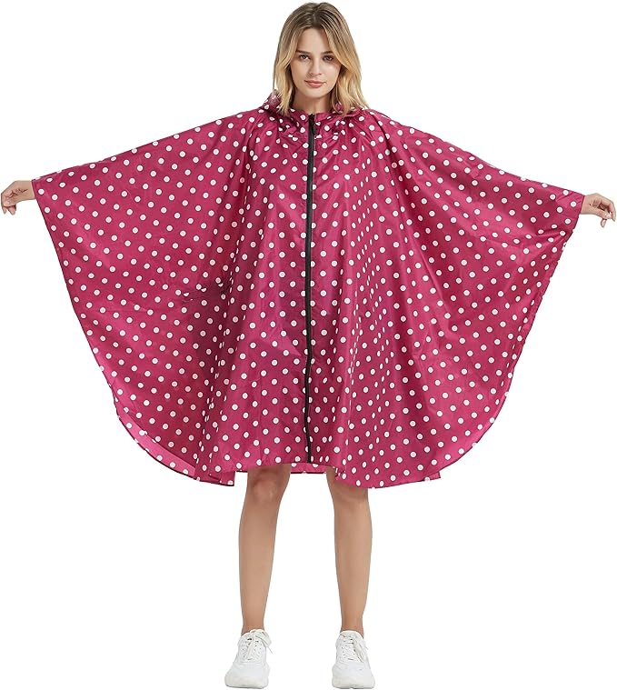 Rain Poncho Jacket Coat Hooded Zipper Style for Women/Men/Adult with Pocket