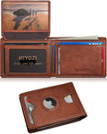 Airtag Wallet for Men,with Cash Pocket 2 ID Window 13 Cards,Slim Leather Wallet Front Pocket Card Holder RFID Blocking with Gift Box
