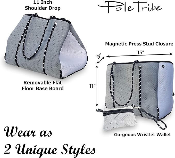 Pole Tribe Neoprene Tote - Large Beach, Gym, Travel Bag & Wallet, Water-Resistant, Durable, Lightweight, Sailor Rope Design