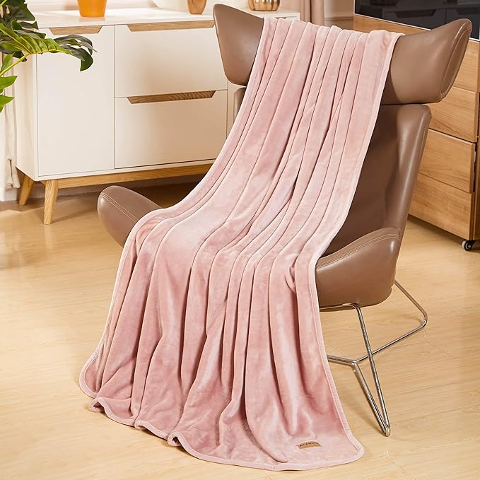 Surii Home Luxury Microfiber Flannel Blanket, Super Soft, Warm, Cozy, Fluffy, and Breathable, Perfect Throws for Bed, Couch, Sofa, for All Season Use. 350GSM Travel Size 50x60 Inches(Sepia Rose)
