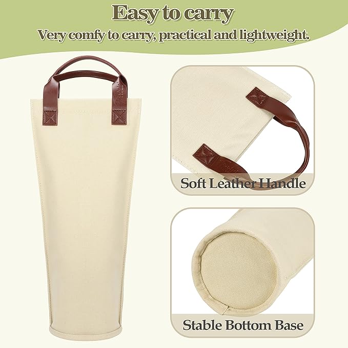 Tirrinia Single Wine Carrier Tote, Insulated Cooler Bag for Travel, Picnic & Gifts Padded Bottle Holder Tote for Men & Women, Canvas Beige