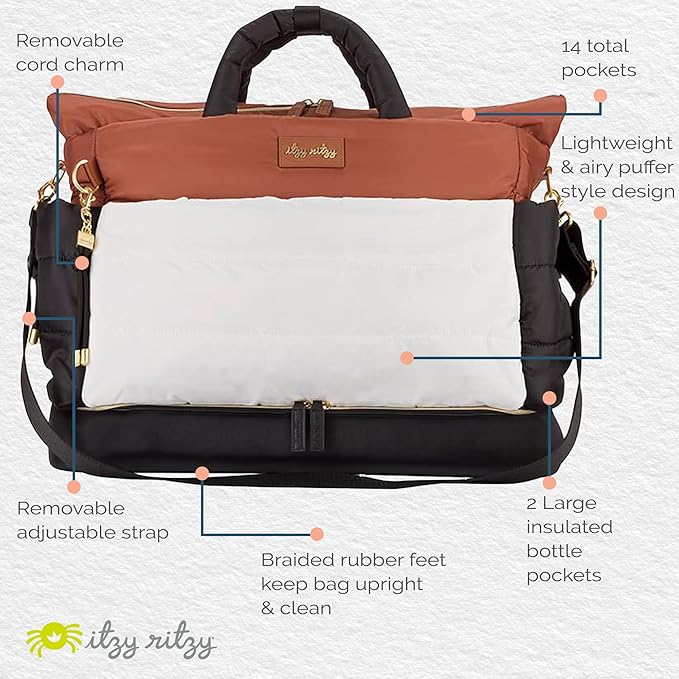 Itzy Ritzy Dream Convertible Diaper Bag Tote Backpack - Baby Diaper Bag with 14 Pockets, Changing Pad & More (Coffee & Cream)