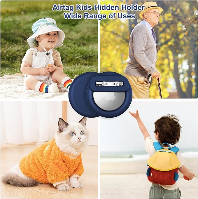 Compatible for Air Tags-4 Pack Apple Kids Hidden,for Kid, Elderly, Luggage, Clothing (Black Sky Blue White Mint Green)