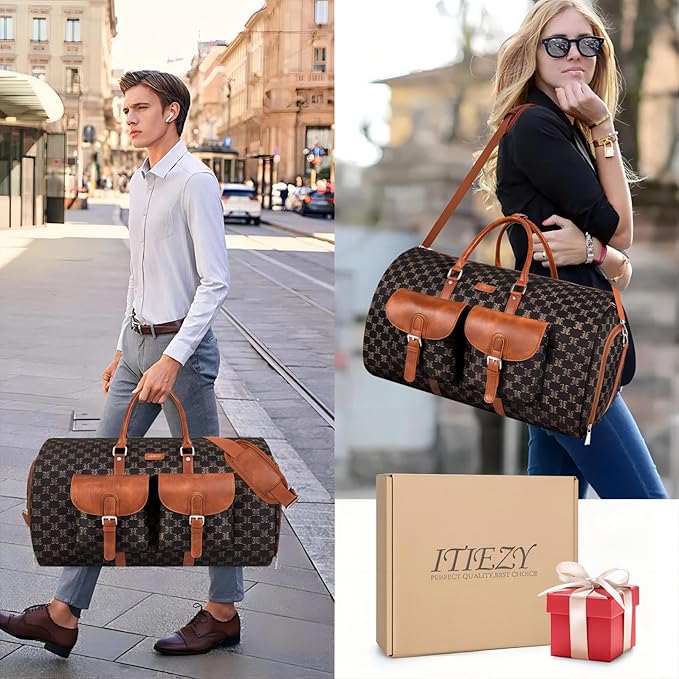 Garment Bag for Travel, Convertible Carry on Garment Duffel Bag for Men 3Pcs Weekender Bag 2 in 1 Hanging Suitcase Suit Bag