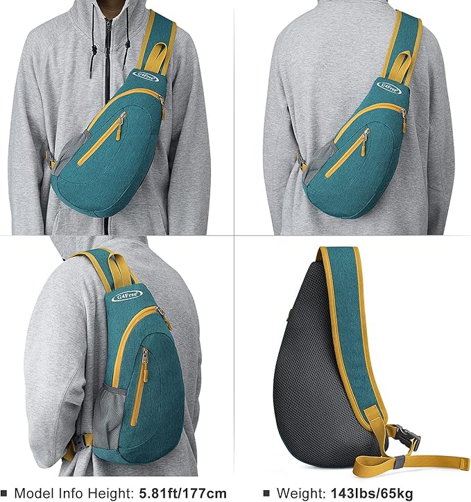 G4Free Sling Bag for Men Women, Small Crossbody Backpack Lightweight Chest Shoulder Bags for Travel, Outdoor and Sports (Teal Green)