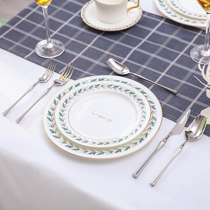 20-Piece Silverware Set for 4,Modern 18/10 Stainless Steel Flatware Set,Unique Rustic Cutlery Utensils Set,Spoon and Fork Set for Home, Restaurant,Wedding,Mirror Polished,Dishwasher Safe