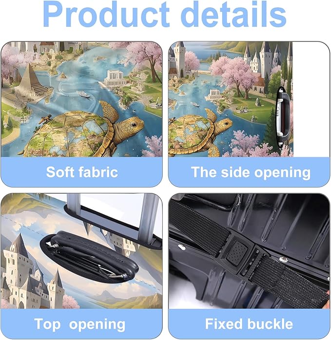 Turtle Luggage Cover Washable Suitcase Protector Anti-Scratch,Stretchable Fit for 20-34Inch Luggage Durable Travel Bag Cover with Zipper Closure (M(24-26inch suitcase))