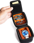 single watch travel case, hard watch case with/compartment for jewelry organizer, rings bracelet cufflink organization