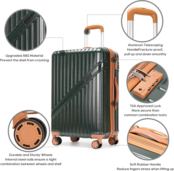 GinzaTravel Luggage Sets 3-Piece Expandable Suitcases with Wheels PC+ABS Durable Hardside Luggage sets TSA lock