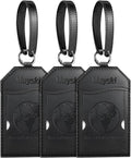 Mayski Luggage Tags for Suitcases 3 Pack Suitcase Bag Tags, TSA Approved, Metal Buckle, Bag Tags with Name ID Card Travel Essentials, Black Global