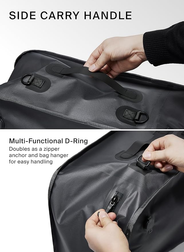 Black Voyage Reusable Vacuum Compression Travel Bag for Carry-On Suitcase and Backpack, Recycled IP67 Waterproof Space Saver Vacpack (2-Pack, 41L - No Pump)