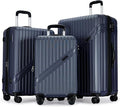 GinzaTravel Luggage Sets 3-Piece Expandable Suitcases with Wheels PC+ABS Durable Hardside Luggage sets TSA lock (Ocean blue, 3-Piece Set(20"/25"/29"))