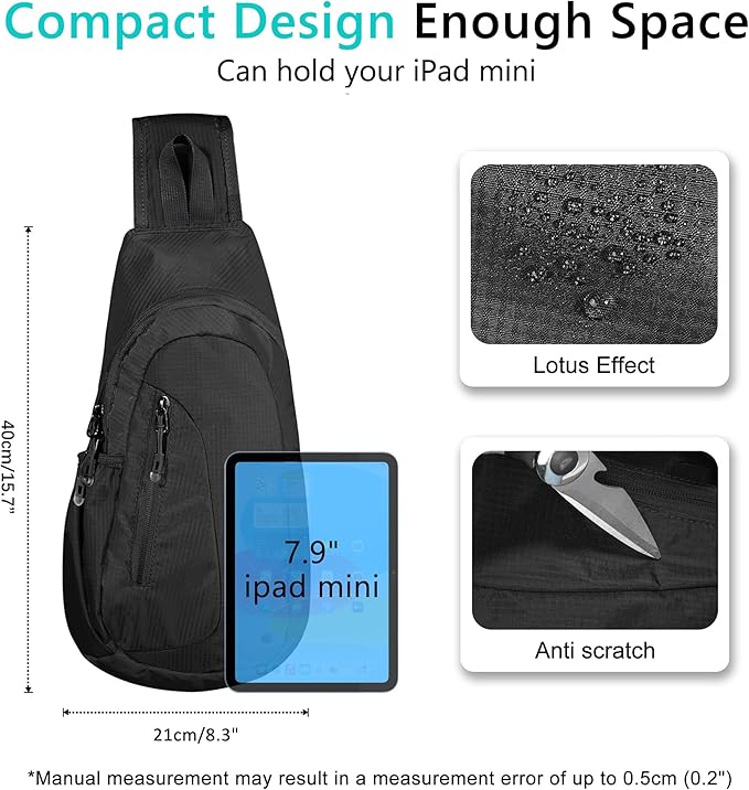 TITECOUGO Small Sling Bag, Lightweight Crossbody Backpack for Men Women, Shoulder Bag for Sports and Outdoor