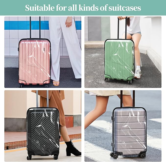 Clear PVC Luggage Cover, Waterproof Dustproof Anti-Scratch Suitcase Protector, Fits Wheeled Suitcases 18" 22" 24" 26" 28" 30" - Thicken Baggage Cover Case（20"）