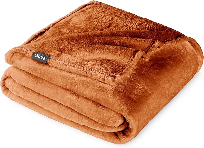 Bare Home Fleece Blanket - Full/Queen - Ultra-Soft Lightweight for Bed, Sofa, and Couch - Luxury Microplush - Cozy Warm Blanket (Full/Queen, Sienna)