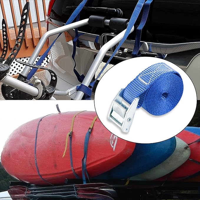 Cartman 1" x 12' Lashing Straps Cargo Tie-Down Strap Up to 600lbs, 8pk in Carry Bag, Blue