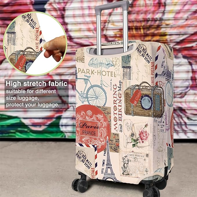 Travel Luggage Cover Suitcase Protector Fits 18-32 Inch Wheel Covers PatternedTravel Related Items Flower Luggage Protector Elastic S
